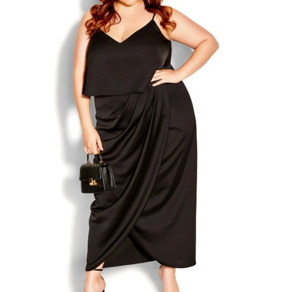 City Chic Baby Frill Black Dress - 18